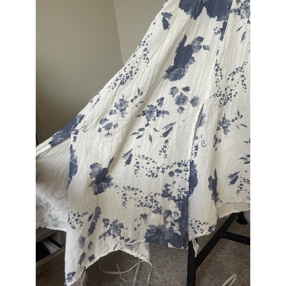 The Paper Lace Dress Size M Midi Cotton White Blue Floral Cottage Core lagenlook - Picture 10 of 11